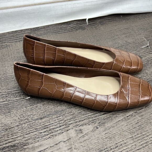 Everlane The 90's Flat Shoe 100% Brown Leather Croc Embossed Women’s Sz 7 - Picture 4 of 15